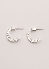 Crystal Mini Hoops Silver
