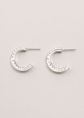 Crystal Mini Hoops Silver