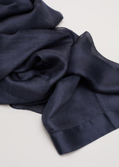 Satin Trim Scarf Navy
