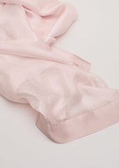 Satin Trim Scarf Pale Pink