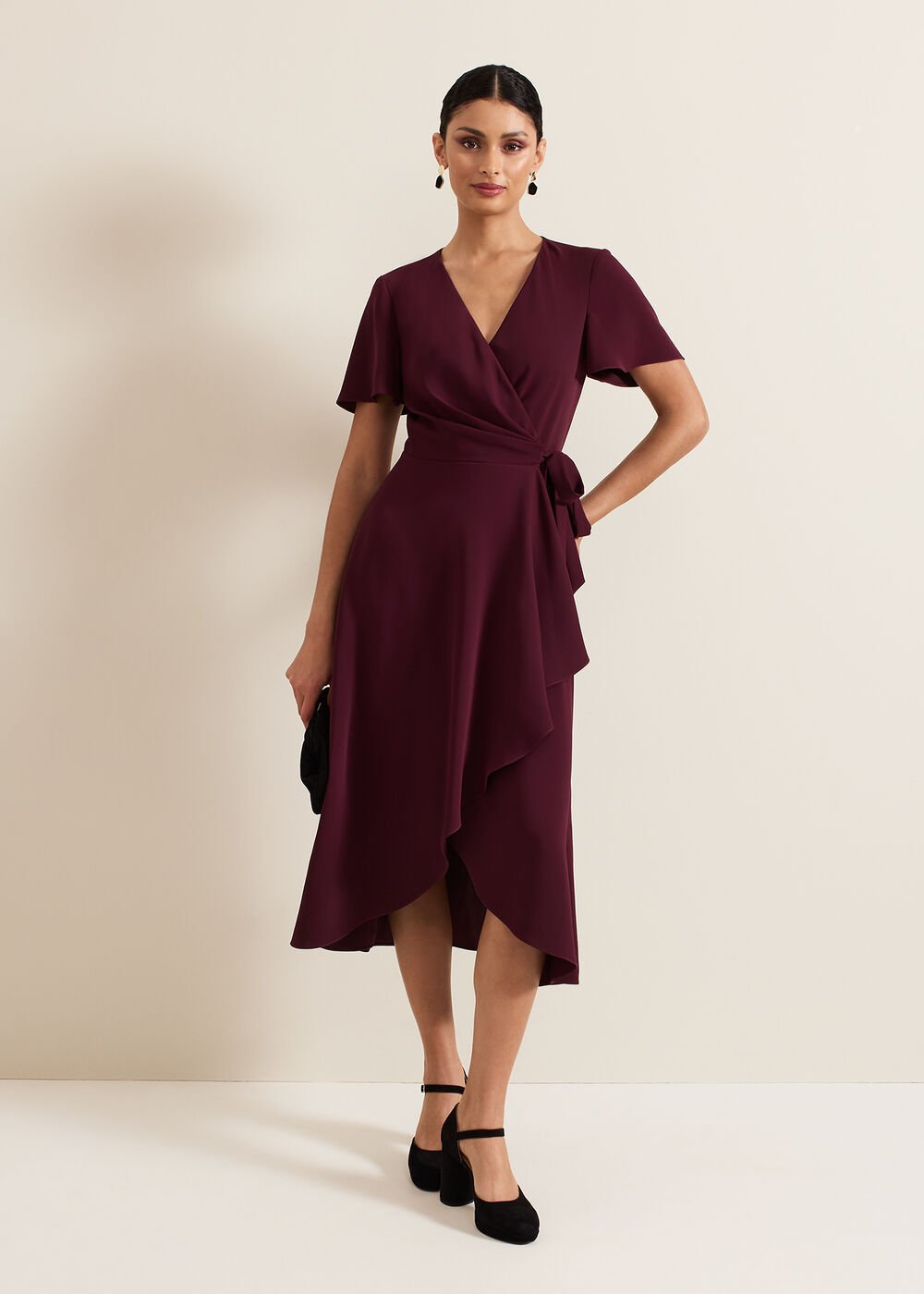 Julissa Wrap Dress Burgundy
