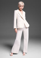 Bridgette Cream Textured Wide Leg Trousers Ivory