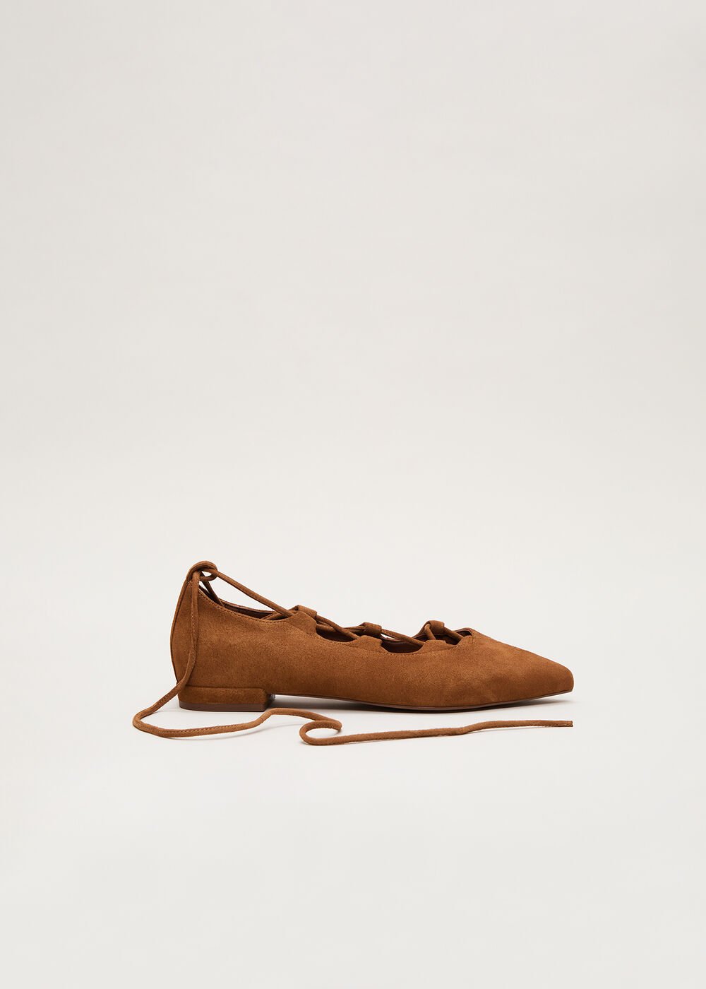 Tan Tie Flat Shoes Tan
