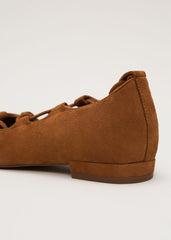 Tan Tie Flat Shoes Tan
