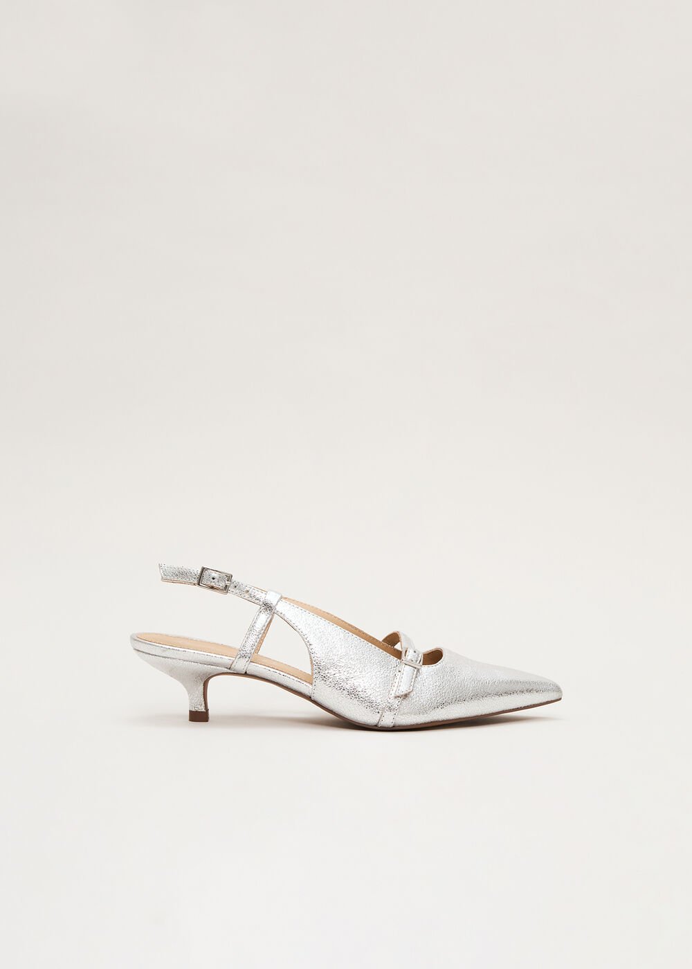 Silver Kitten Heel Silver