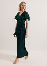 Minty Wrap Dress Dark Green