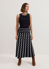 Liz Scallopped Skirt Navy/Ivory