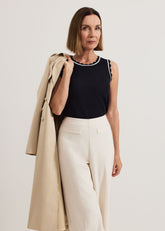 Liz scallop knit Shell Top Navy/Ivory
