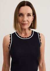 Liz scallop knit Shell Top Navy/Ivory