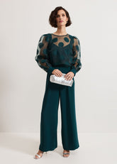 Davina Spot Jumpsuit Dark Green