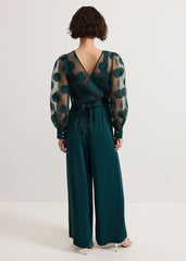 Davina Spot Jumpsuit Dark Green