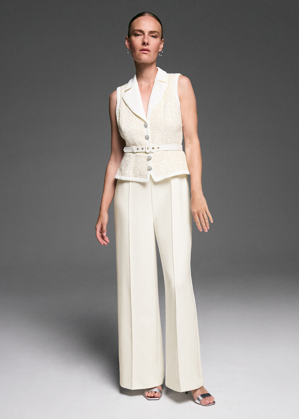 Ruby Sequin Tailored Jumpsuit Ivory