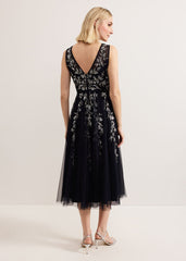 Marissa Beaded Dress Navy