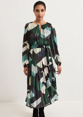 Petite Francesca Midi Dress Multi-Coloured