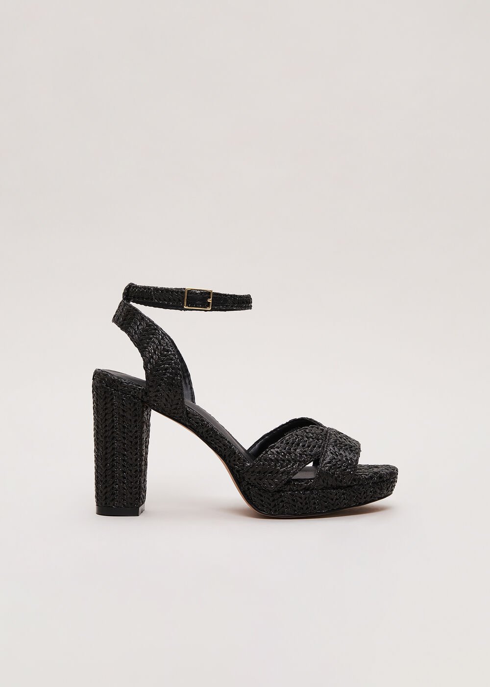 Raffia Platform Sandal Black