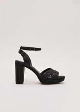 Raffia Platform Sandal Black