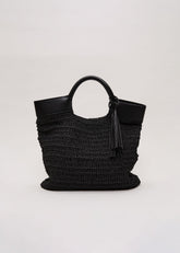 Straw Shopper Bag Black