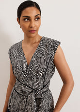 Petite Print Top Black/Ivory