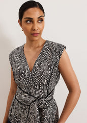 Petite Print Top Black/Ivory