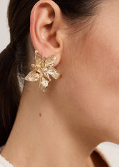Flower Stud Earrings Gold