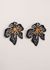 Large Flower Earring Black