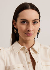 Large Flower Earring Black
