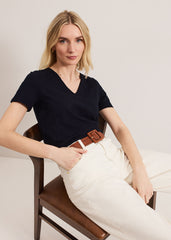 Elspeth Navy V Neck Top Navy