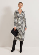 Gina Geo Wrap Dress Navy/Ivory