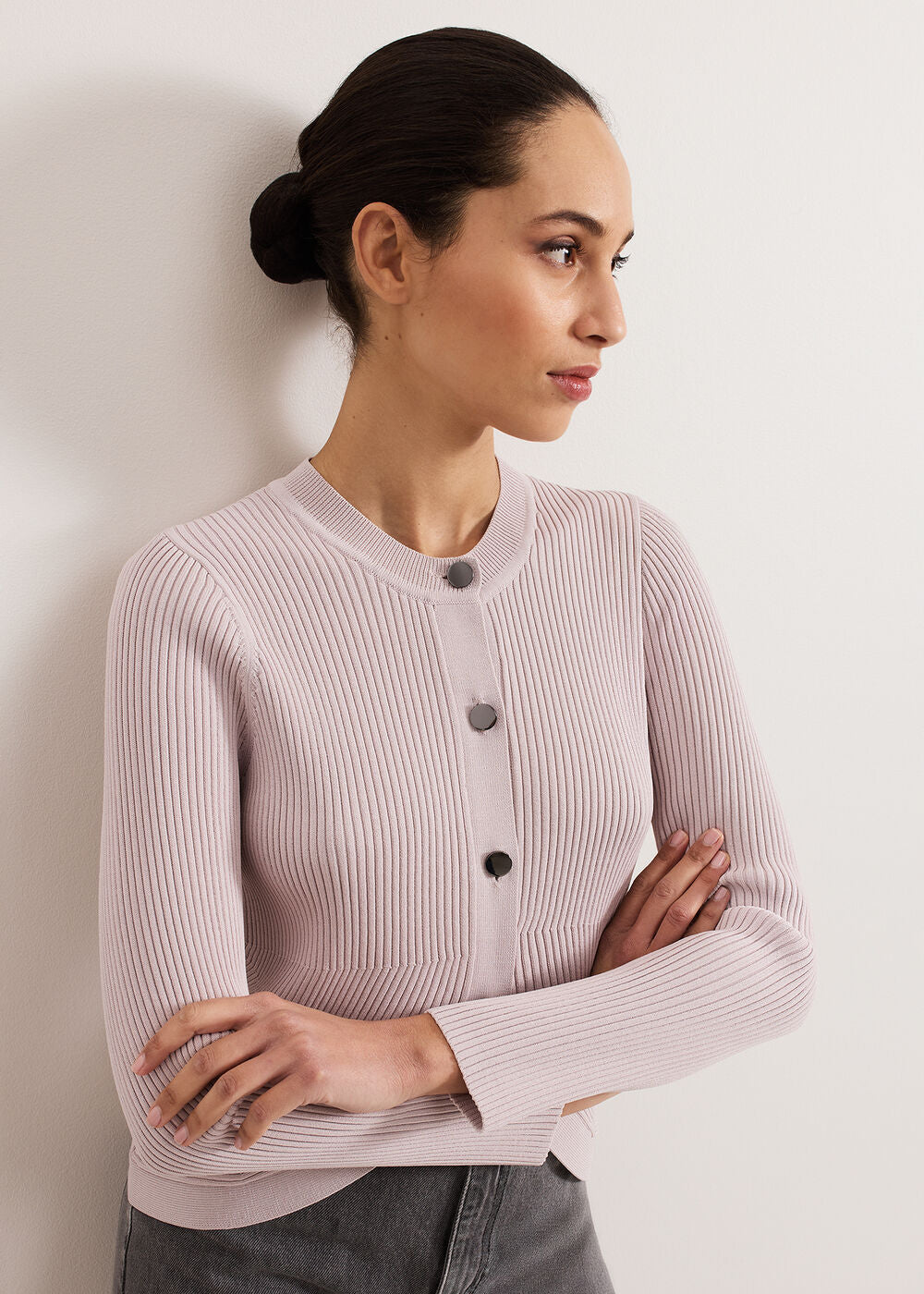 Sharna Button Shrug Stone