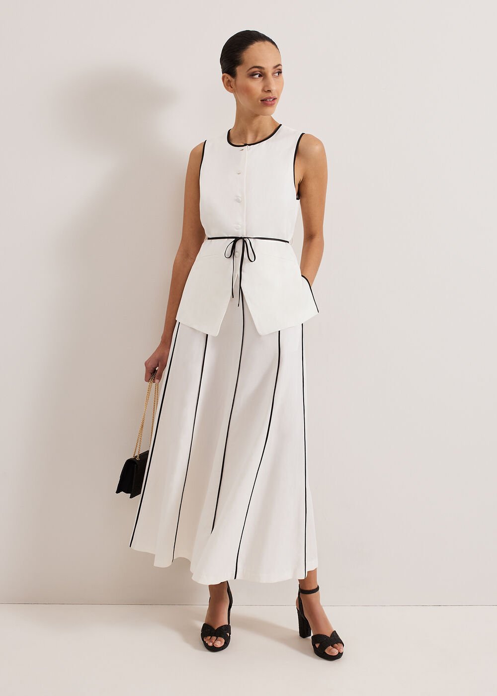 Rhoden Linen Skirt White