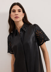 Cutwork Pu Dress Black