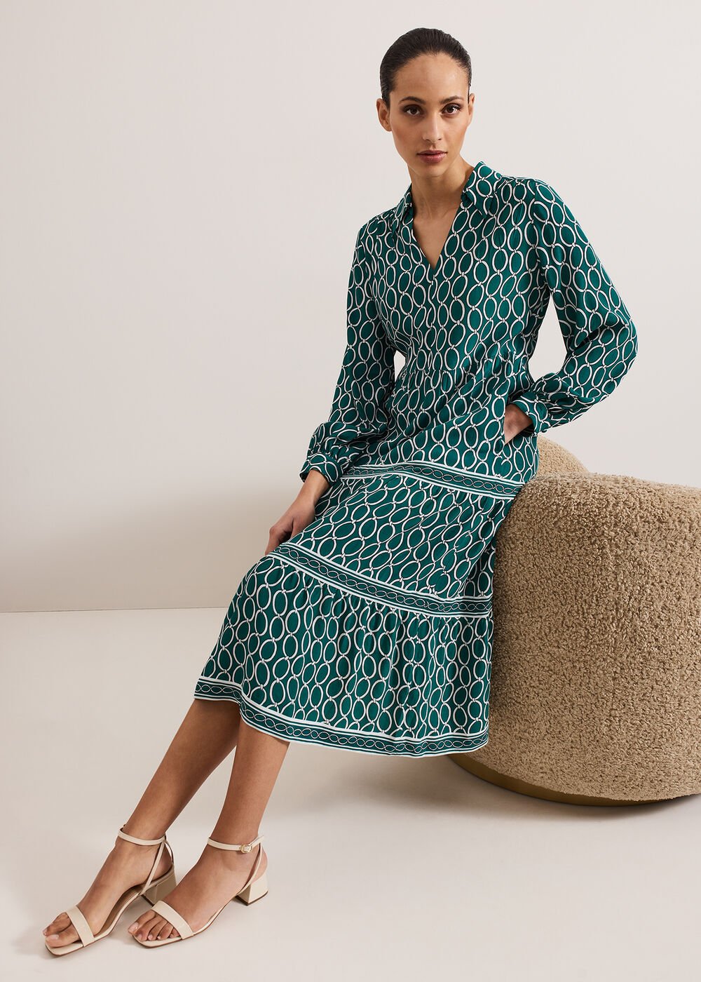 Tiered Midi Dress Green