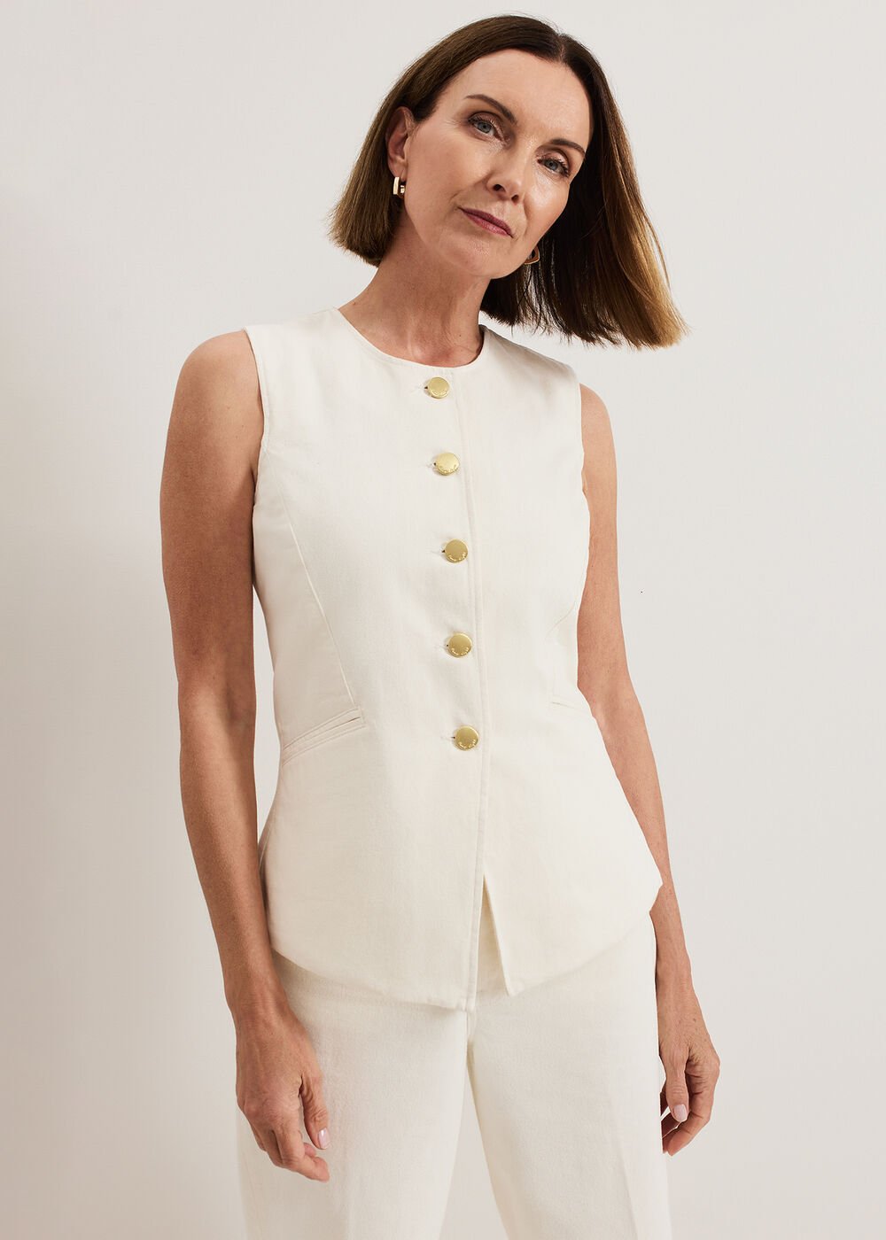 Sophia Denim Waistcoat Ivory