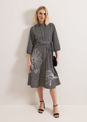 Corina Stripe Dress Black
