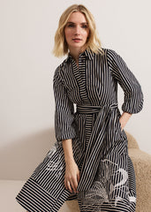 Corina Stripe Dress Black