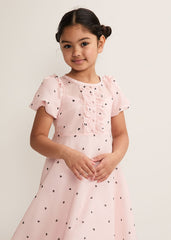 Bebe Heart Dress Pale Pink