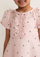 Bebe Heart Dress Pale Pink