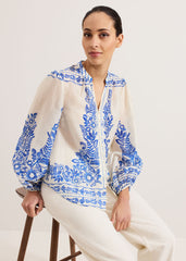 Marisa Linen Blouse Blue