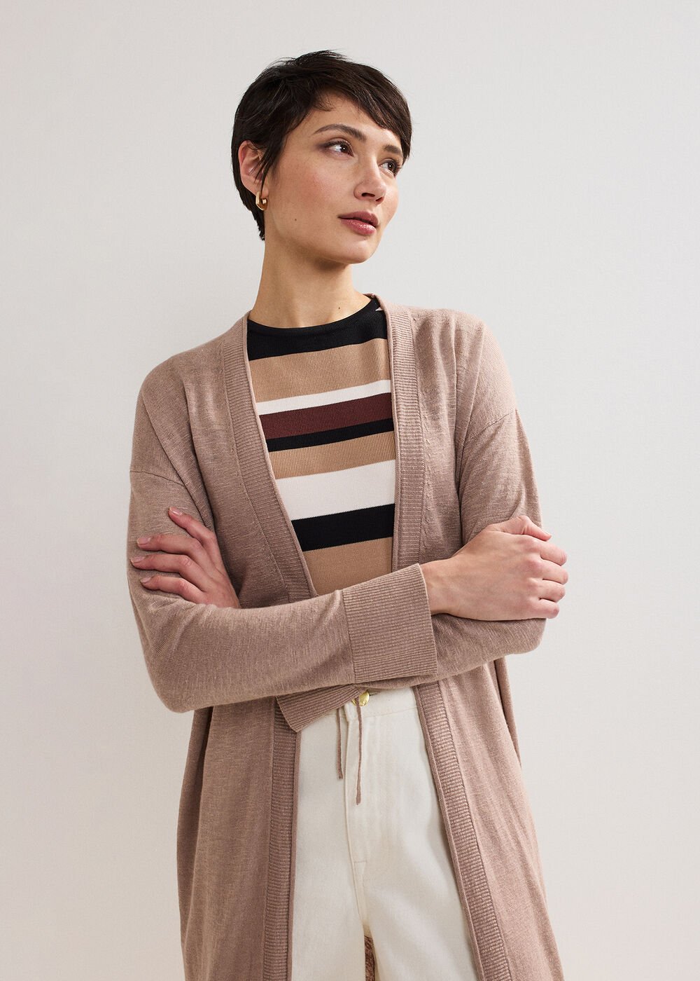 Tasha Linen Cardigan Brown