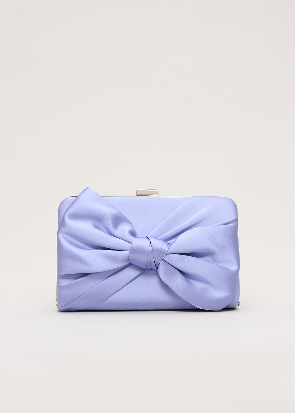 Satin Knot Clutch Pale Blue