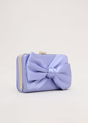 Satin Knot Clutch Pale Blue