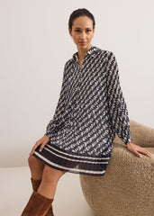 Eleanor Swing Dress Navy/Ivory