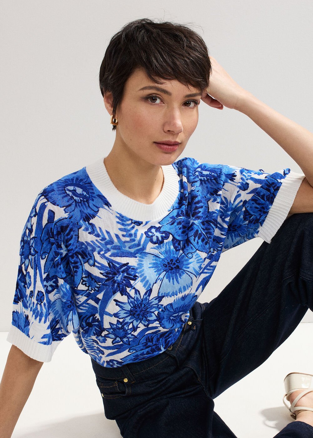 Lizzy Printed Jumper Blue