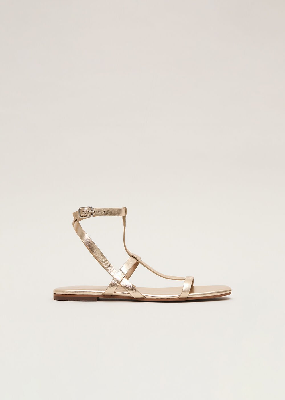 Strappy Flat Sandals Gold