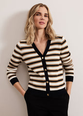 Indy Stripe Cardigan Black/Ivory