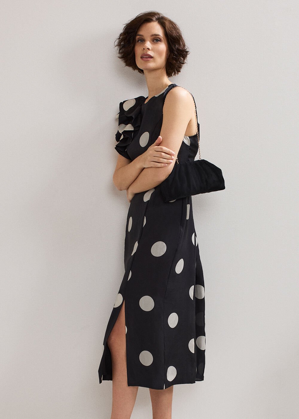 Joslyne Spot Dress Black/Ivory