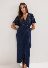Janessa Sequin Dress Navy