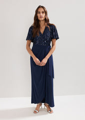 Janessa Sequin Dress Navy