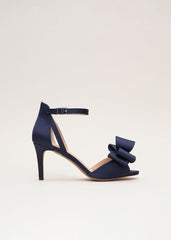 Satin Bow Sandals Navy