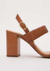 Leather Block Sandal Tan